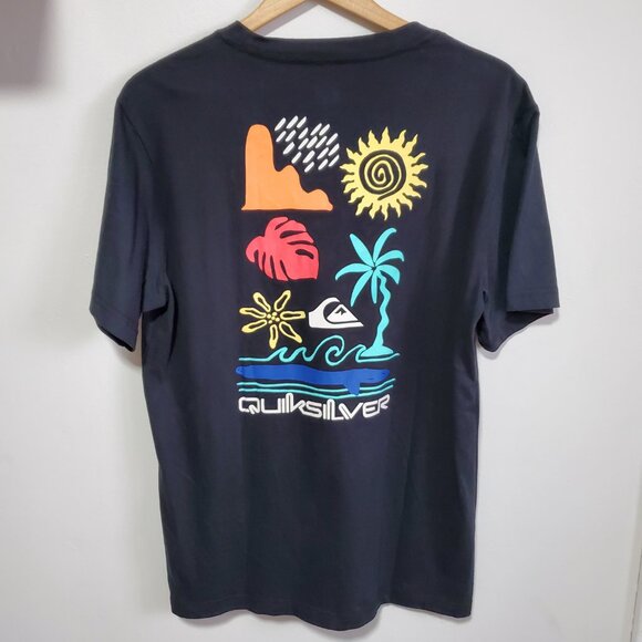 QUIKSILVER NWT Simple Pleasures T-Shirt SS Crewneck Cotton Black Men's Medium - Picture 5 of 11